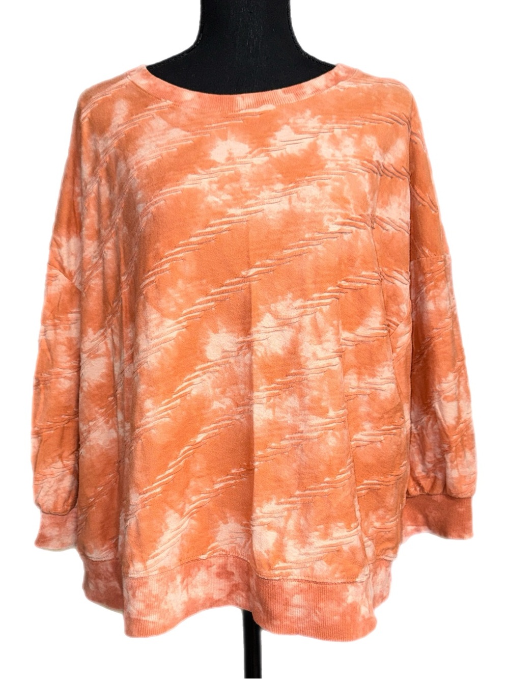 Simply Vera Vera Wang - Orange & White Tie‑Dye Textured Sweatshirt‎ - Size XXL